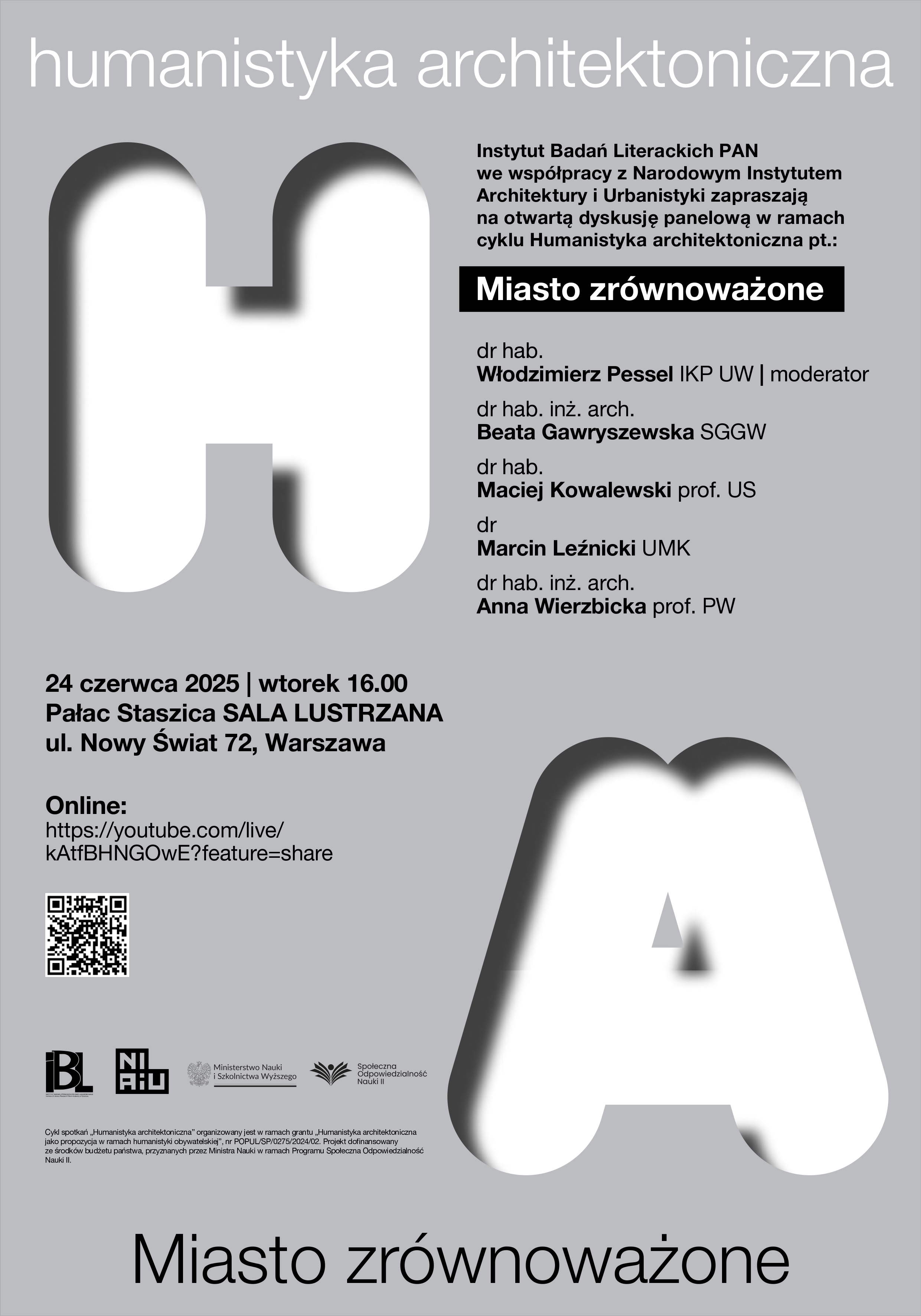 Miasto zrównoważone. Otwarty panel dyskusyjny z cyklu Humanistyka architektoniczna
