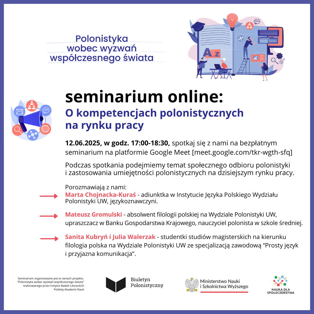 Otwarte seminarium online dotyczące prostego języka jako kompetencji polonistów