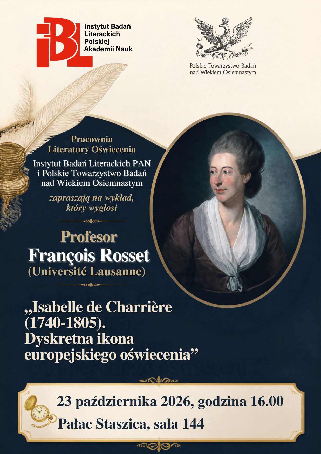Profesor François Rosset: Isabelle de Charrière (1740-1805). Dyskretna ikona europejskiego oświecenia