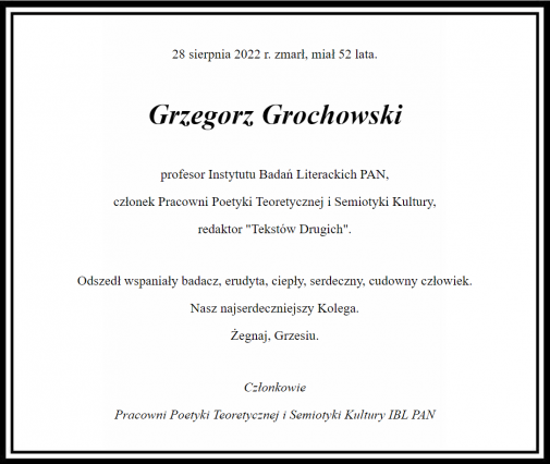 Nekrolog - Grzegorz Grochowski